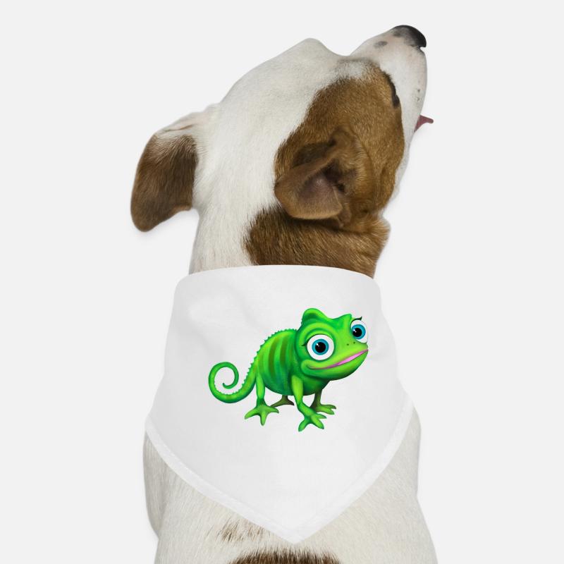 Caméléon vert coloré et drôle - Bandana pour chien - blanc