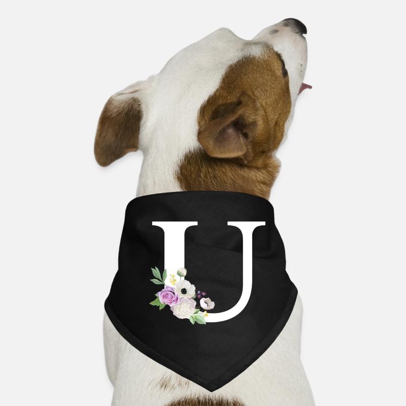 Lila Blumenbuchstabe u Hunde-Bandana