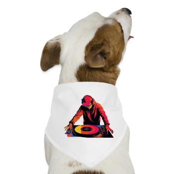 Diskjockey Retrowave - Hunde-Bandana - Weiß - Vorne