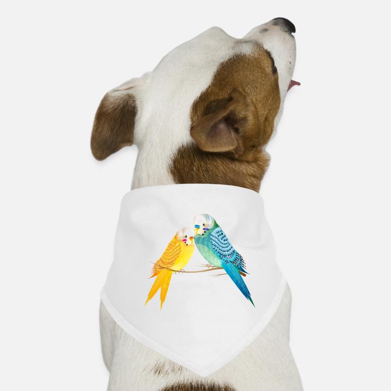 Deux perruches sur une branche aux couleurs pastel Bandana pour chien
