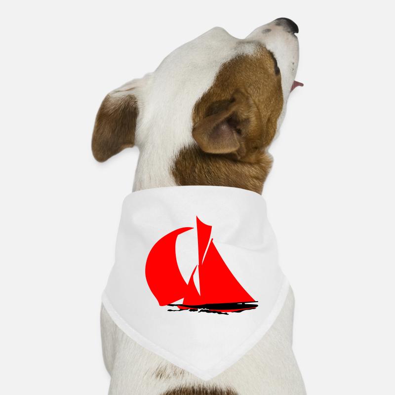 Rotes Segelboot Silhouette Hunde-Bandana
