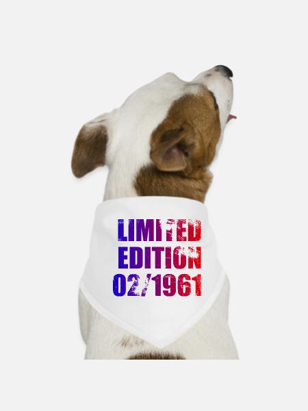 65. Geburtstag Limited Edition 02/1961 - Hunde-Bandana - Weiß - Vorne