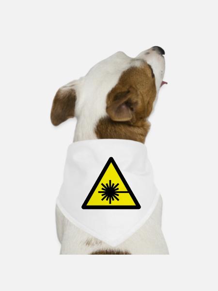 caution_laser_beam_2c - Dog Bandana - white - Front