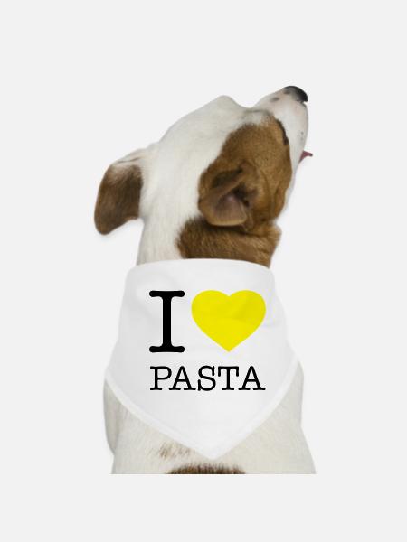I LOVE PASTA Makkaroni Nudeln - Hunde-Bandana - Weiß - Vorne