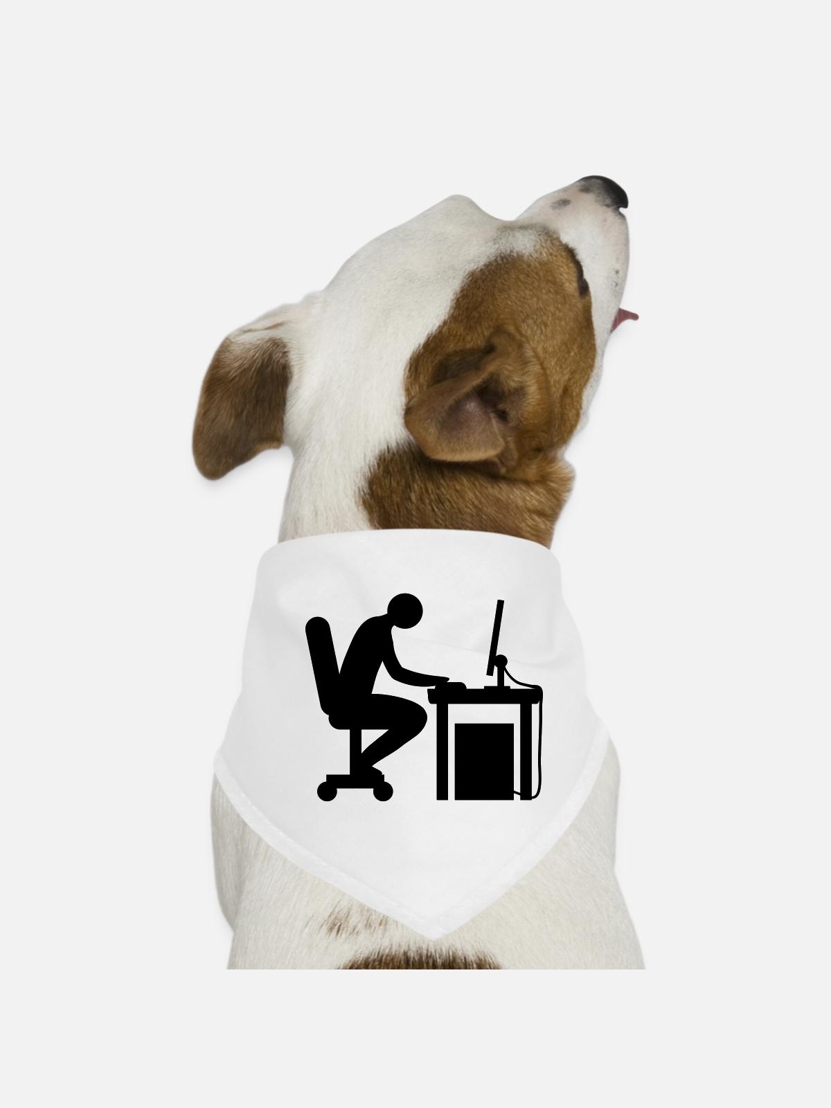 Computer desk nerd - Dog Bandana - white - Front