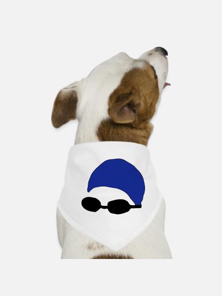 Tête de nageur avec des lunettes de natation - Bandana pour chien - blanc - Devant