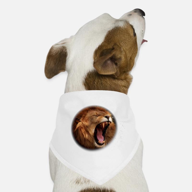 Löwe in Farbe brüllend und aggressiv rund Hunde-Bandana