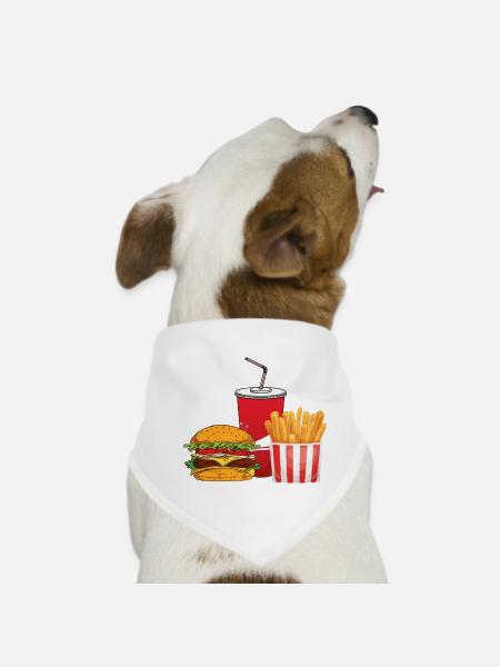 Burger, soda, fries! - Dog Bandana - white - Front