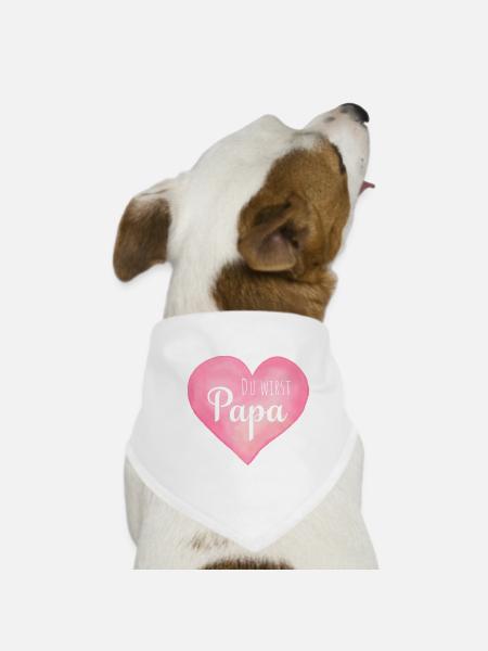 Du wirst Papa Herz - Hunde-Bandana - Weiß - Vorne