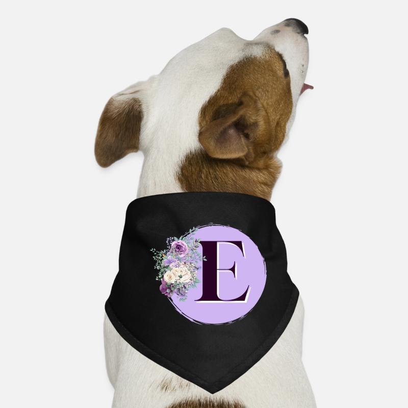 lettre E Couronne de fleurs Bandana pour chien