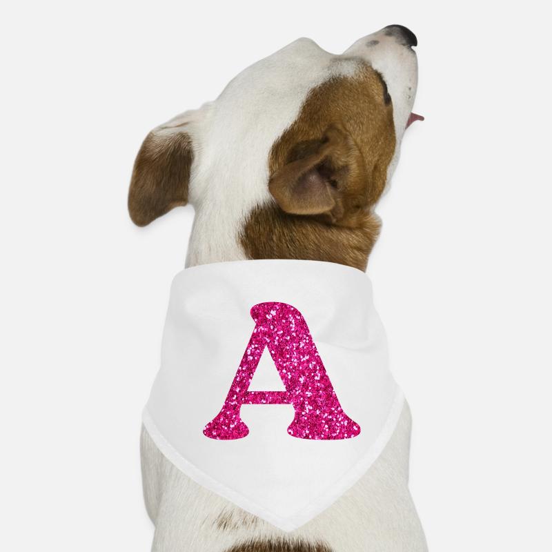 Buchstabe A Rosa Glitzer Hunde-Bandana