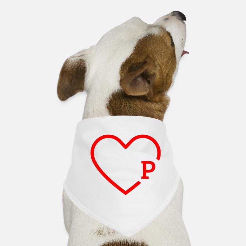 letter p red heart Dog Bandana