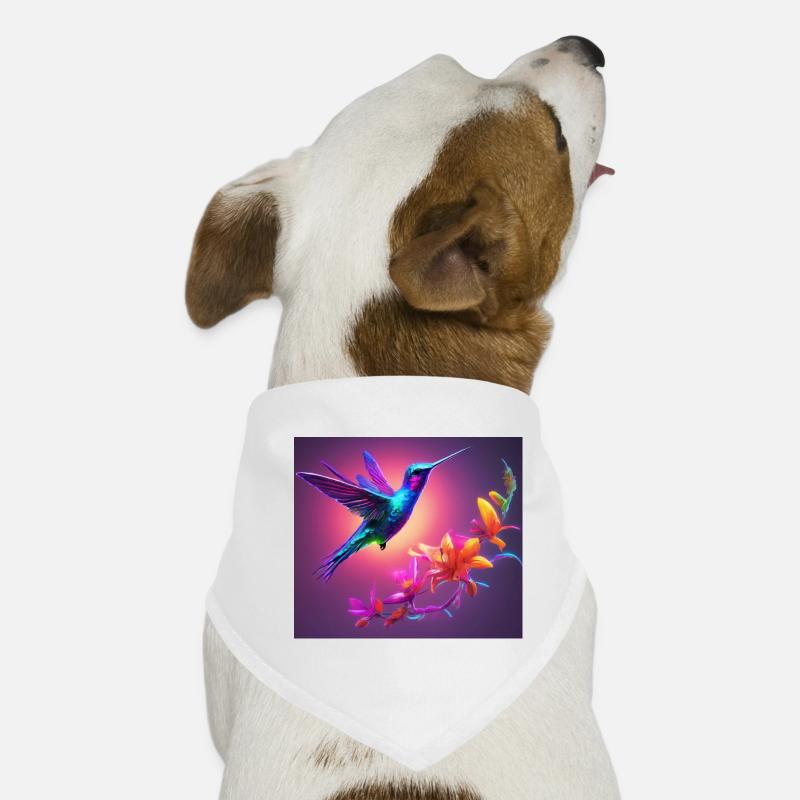 Hummingbird and Flowers: A Vibrant Encounter Dog Bandana