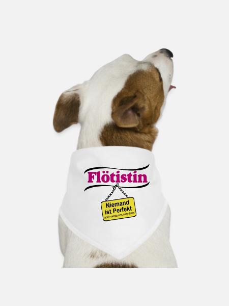 Flötistin Pink – Niemand ist Perfekt - Hunde-Bandana - Weiß - Vorne