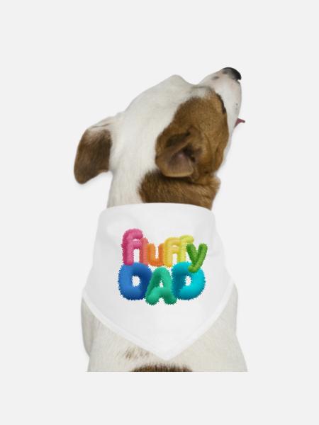 Fluffy Dad – Colorful, Fluffy Typography - Dog Bandana - white