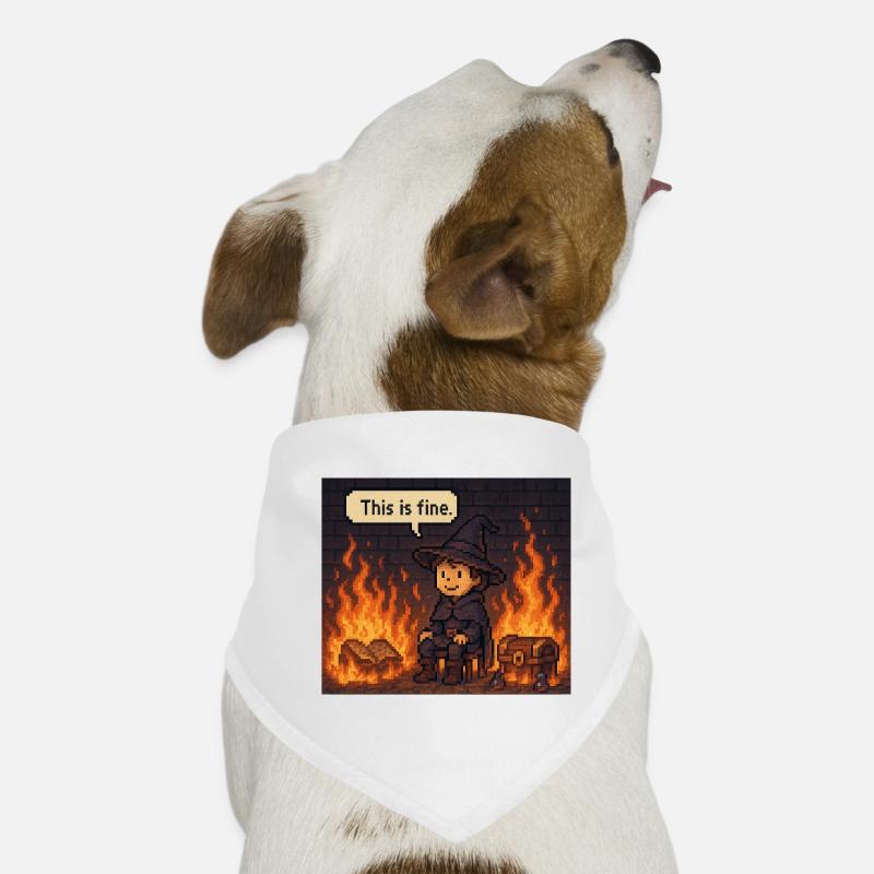 This Is Fine - Hunde-Bandana - Weiß
