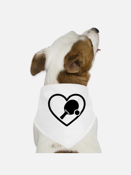 Heart + Ping-Pong – Table Tennis Passion - Dog Bandana - white - Front