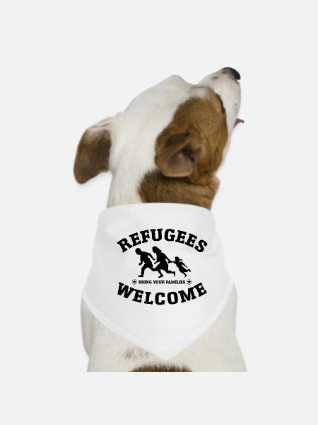 Refugees Welcome (versch. Farben) - Hunde-Bandana - Weiß - Vorne