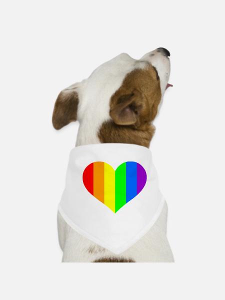 Regenbogen Herz - Hunde-Bandana - Weiß