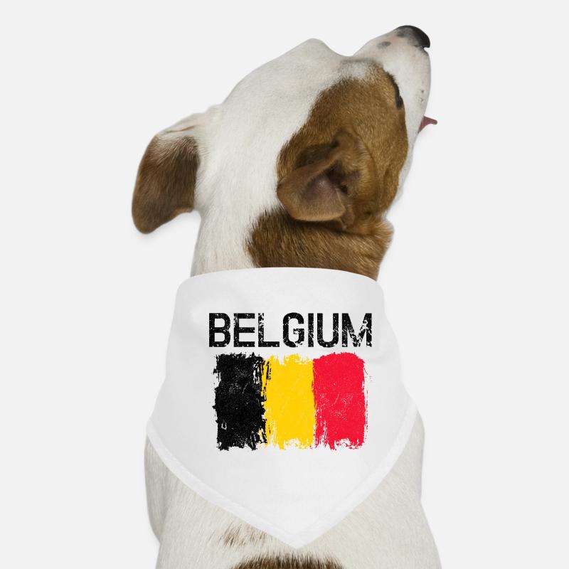 Stries de brosse jaune rouge marquées - Bandana pour chien - blanc