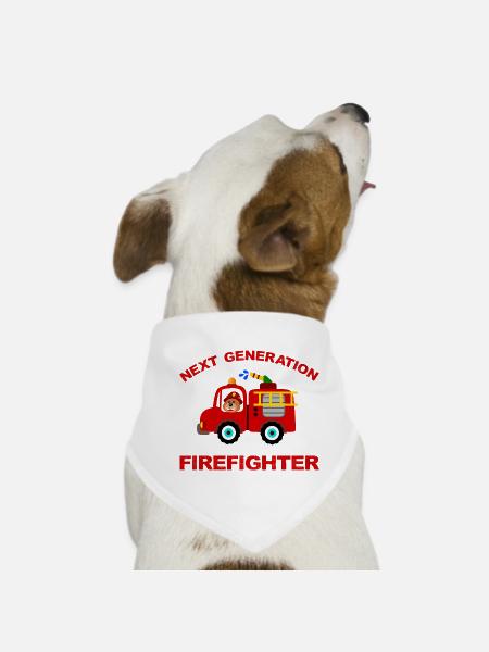 Fire truck fire truck firefighter firetruck - Dog Bandana - white - Front