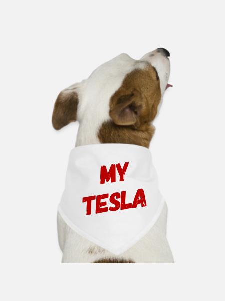 My Tesla - Dog Bandana - white