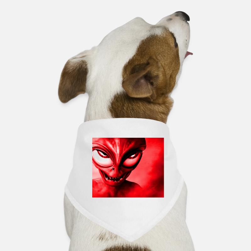 Alien with Sharp Teeth Design - Red Dog Bandana