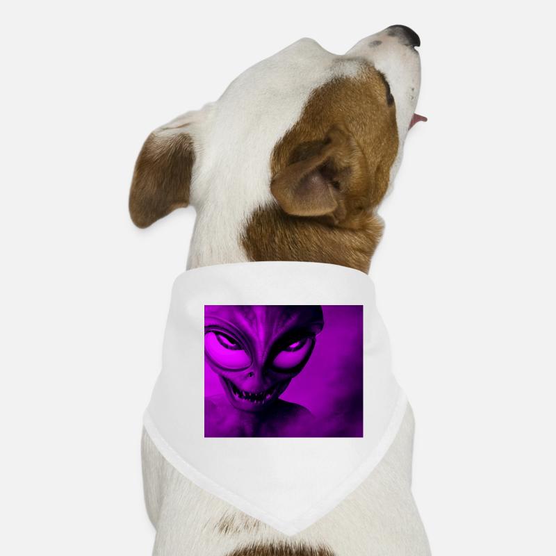 Alien with Sharp Teeth Design - Pink - Dog Bandana - white