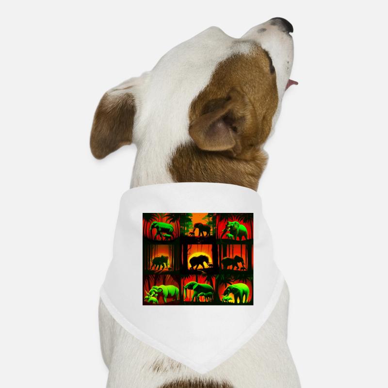 Elephants Pattern Design - Red/Green Dog Bandana