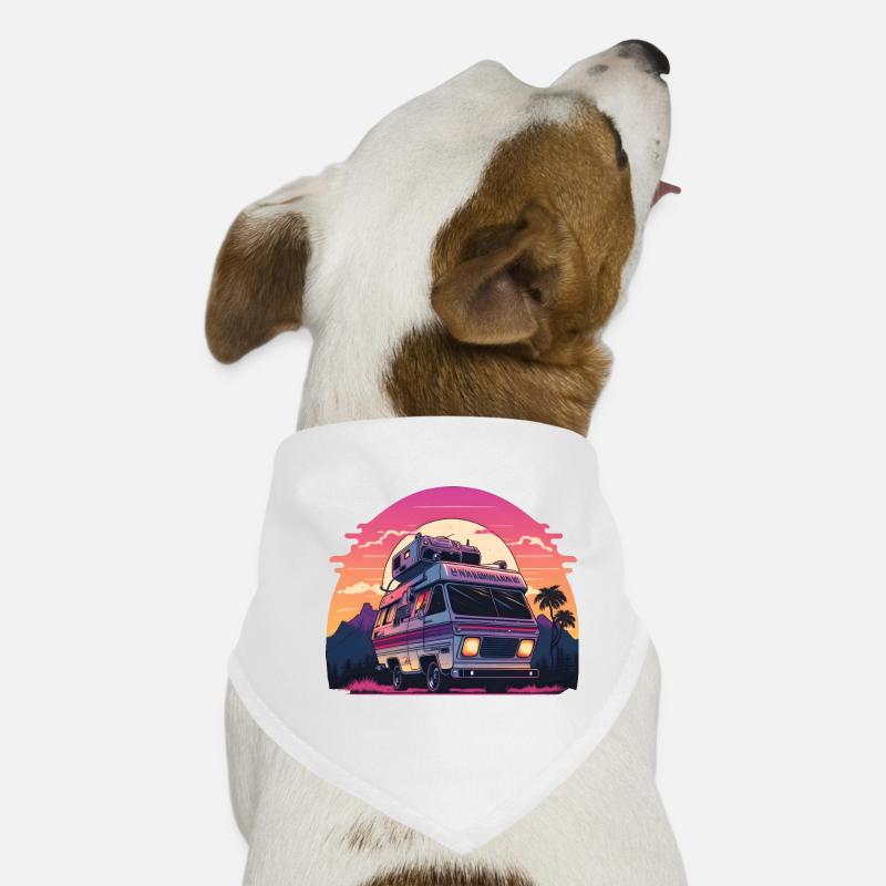 Synthwave Camper sunset - Hunde-Bandana - Weiß