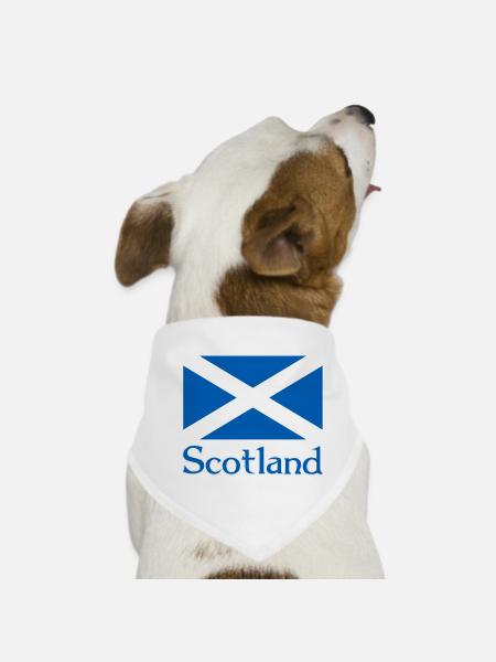 Scotland Flag with text - Dog Bandana - white - Front