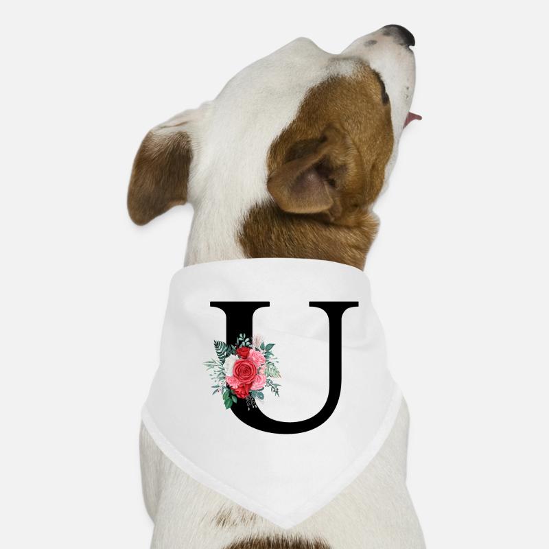 Roter floraler U-Buchstabe Hunde-Bandana
