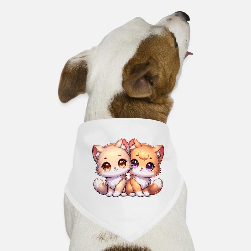 Deux chatons mignons avec de grands yeux en un Bandana pour chien