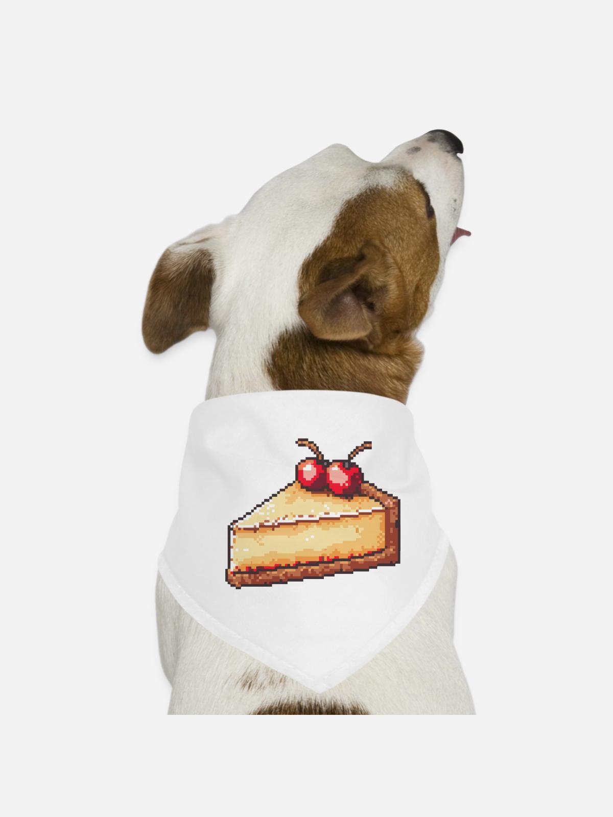 Pixel Cheesecake Cherry Slice - Dog Bandana - white - Front