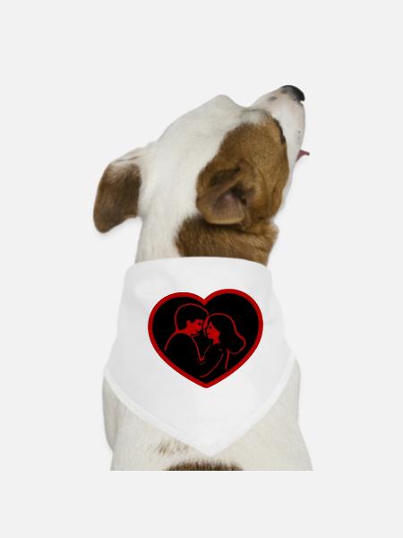 Heart In Love Couple - Dog Bandana - white - Front