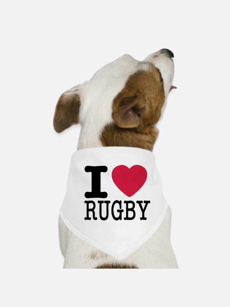 J’aime le rugby - J’aime le rugby - Bandana pour chien - blanc - Devant