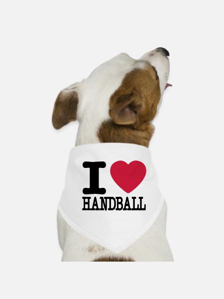 i love handball heart - Dog Bandana - white - Front