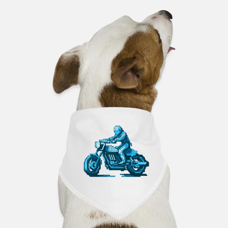 Un motocycliste assis sur sa machine en 8 bits Bandana pour chien