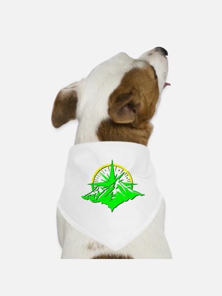 Compass With Mountain Silhouette - Dog Bandana - white - Front