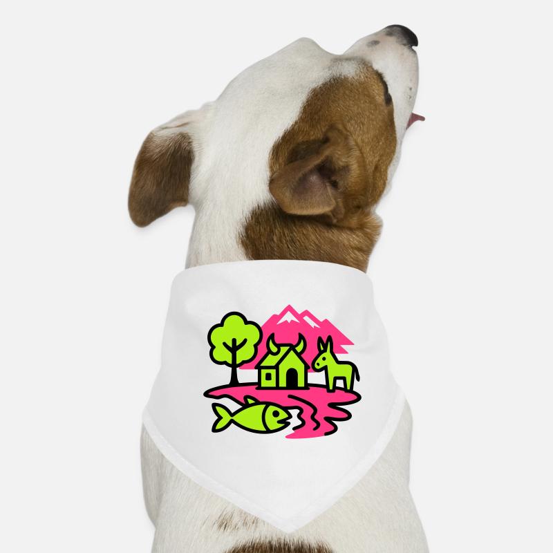 Naive Pop-Art Landschaft Hunde-Bandana