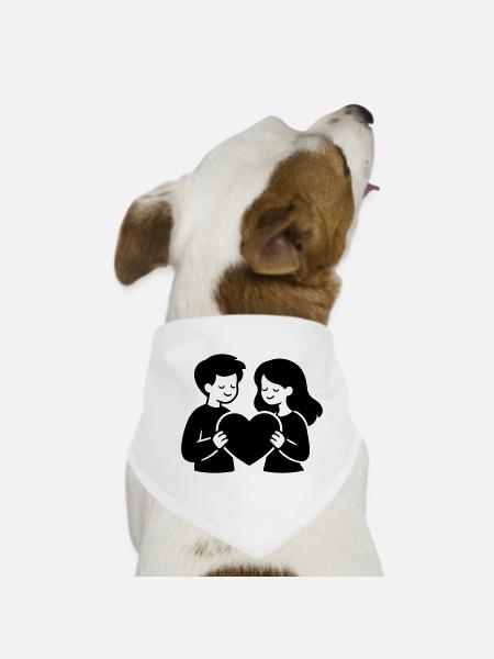 In Love Couple Heart - Dog Bandana - white - Front