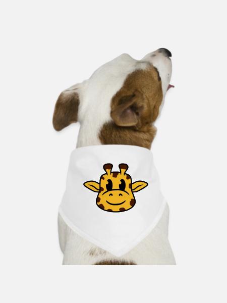 Lustige coole glückliche Giraffe Kopf Gesicht Tier - Hunde-Bandana - Weiß - Vorne