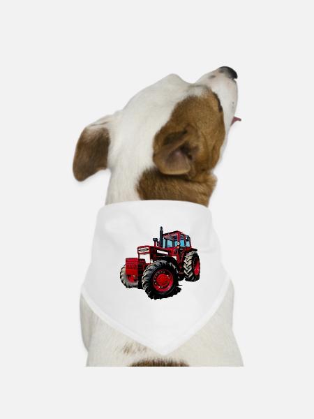V BM 814 Turbo Tractor - Dog Bandana - white - Front