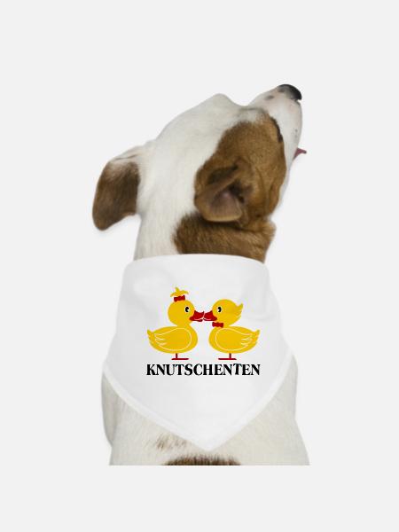 Die KnutschEnten (Enten) Spruch - Hunde-Bandana - Weiß