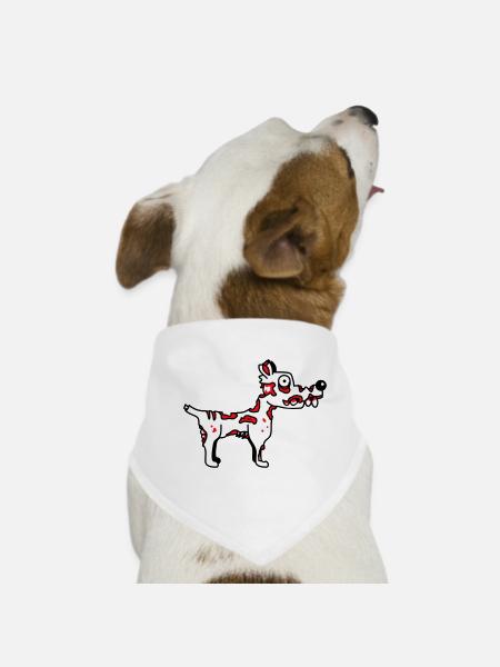 Hund Zombie Untot Halloween Horror Leiche Grusel - Hunde-Bandana - Weiß - Vorne