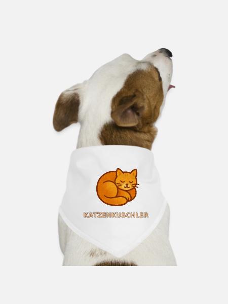 Katzenkuschler - Kuschelkatze Motiv - Hunde-Bandana - Weiß - Vorne
