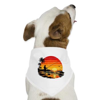 Sunset Fisherman-Silhouette - Hunde-Bandana - Weiß - Vorne