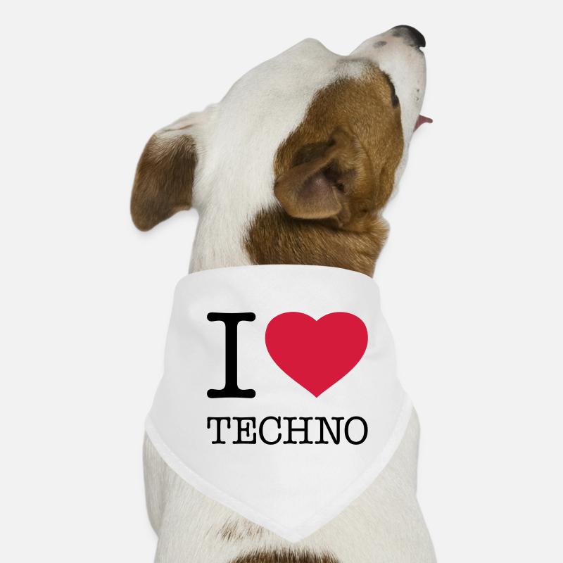 I LOVE TECHNO - Hunde-Bandana - Weiß