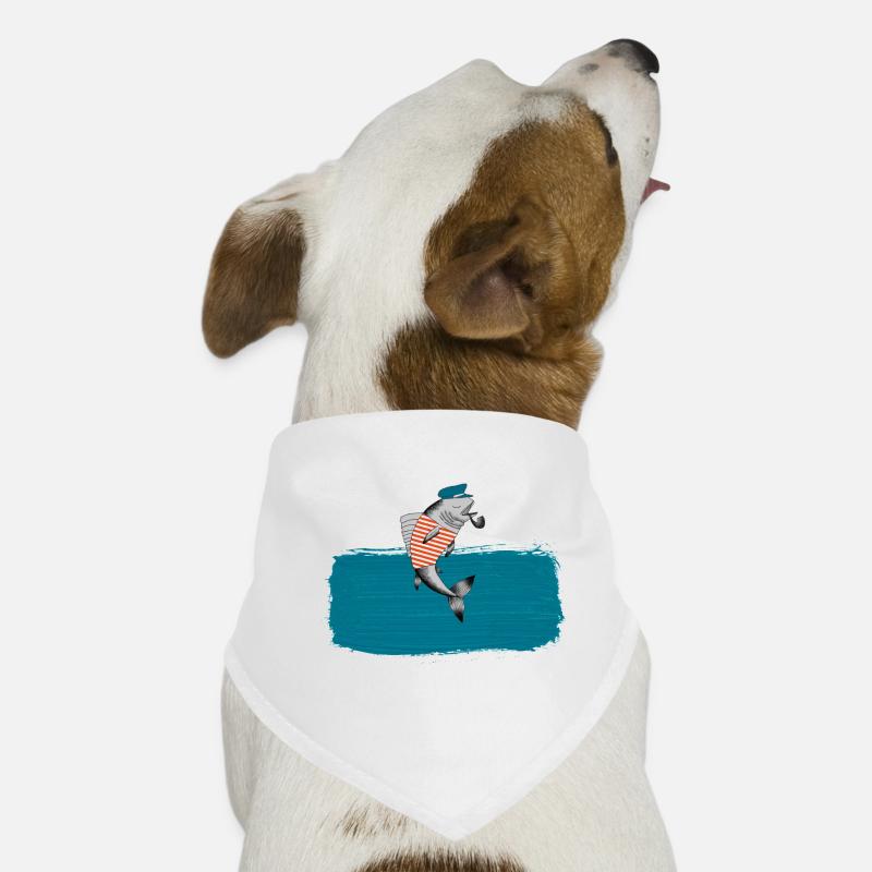 Der Pilotfisch - Maritim Serie von AP-Design - Hunde-Bandana - Weiß