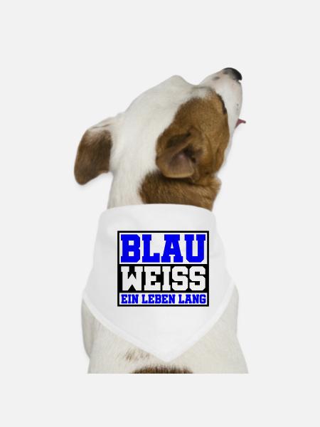 Blau Weiss ein Leben Lang | Farben änderbar - Hunde-Bandana - Weiß - Vorne